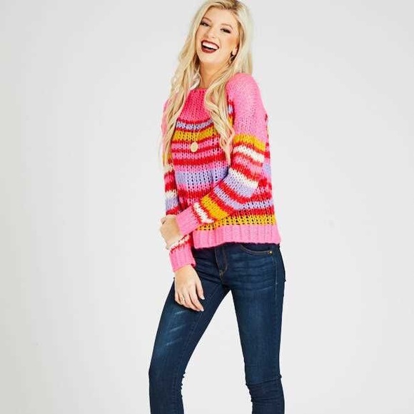 Altar’d State Pink Striped Sweater - Picture 7 of 7
